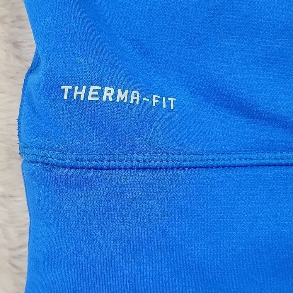 NIKE THERMA-FIT ROYAL BLUE AND BLACK HOODIE, SIZE MEDIUM